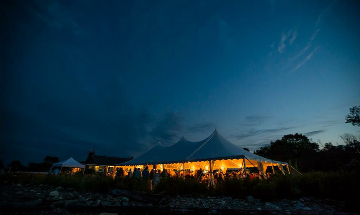Lights in Tension Wedding Tent